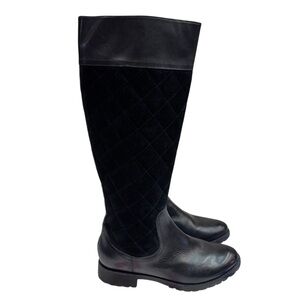 Sperry Topsider Black Leather & Suede Quilted Knee-High Boot Sz 7